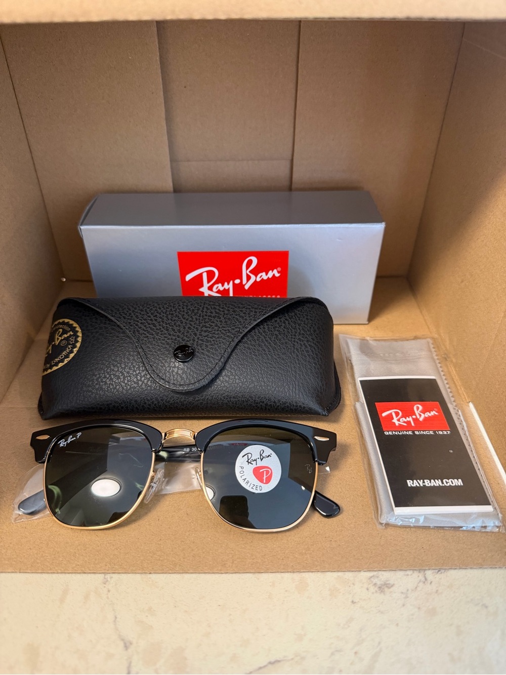 Men’s Clubmaster Polarized Sunglasses Black Frame Green Polarized Lens Unisex